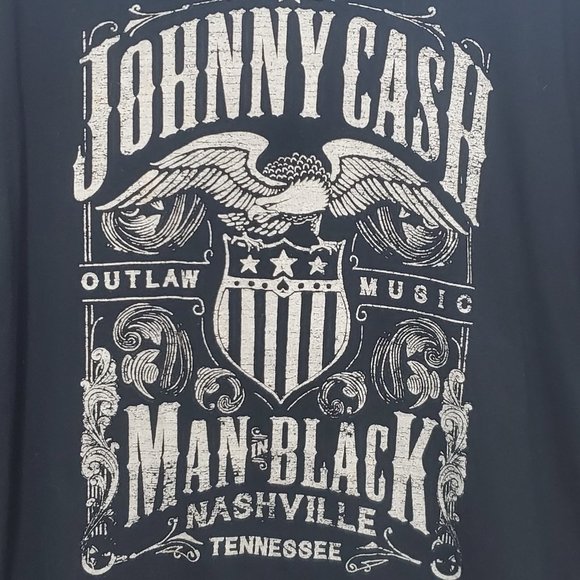Johnny Cash Man in Black Graphic T-Shirt - Picture 1 of 4